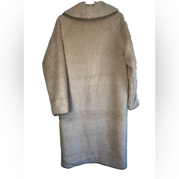 Sundance Light Pink Sherpa Cozy Teddy Toggle Closure Long Coat Tan Small S - Picture 3 of 5